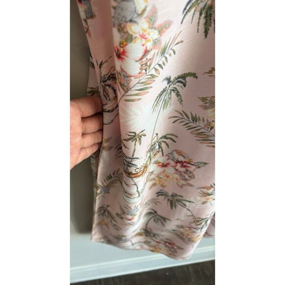 Tribal Femme Womens Pop Over Pink Paradise Cap Sleeve A-Line Midi Dress Sz L - Picture 5 of 15